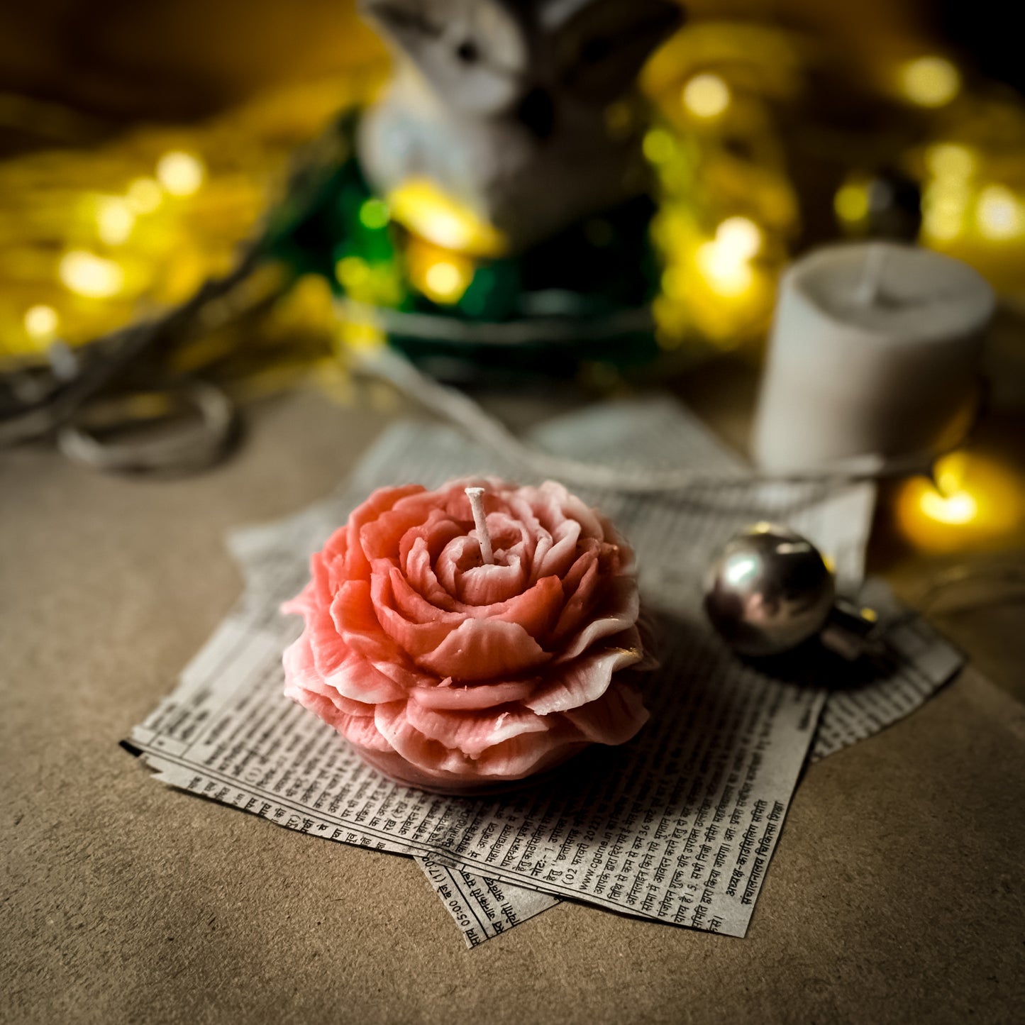 Peony Flower Candle - Baby Pink with White Shaded Petals