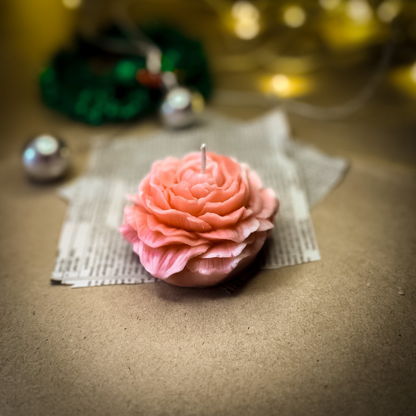 Peony Flower Candle - Baby Pink with White Shaded Petals