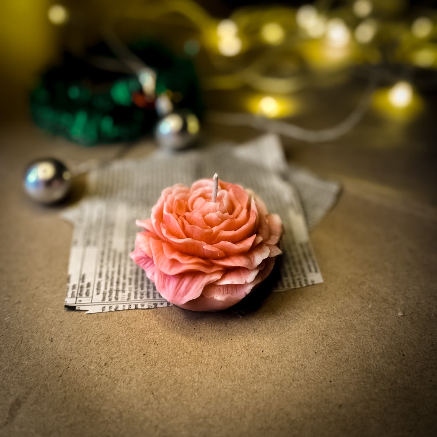 Peony Flower Candle - Baby Pink with White Shaded Petals